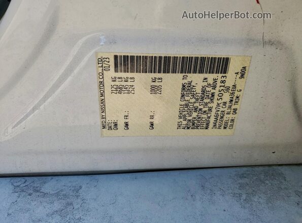 1N4AA6FV7PC505183 2023 NISSAN MAXIMA White VIN sticker view
