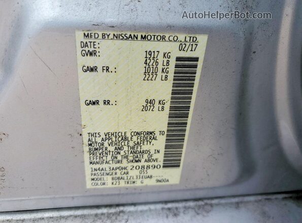 1N4AL3AP0HC208890 2017 NISSAN ALTIMA Silver Widok komory silnika