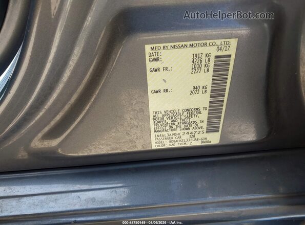 1N4AL3AP0HC244725 2017 NISSAN ALTIMA Gray Engine compartment view