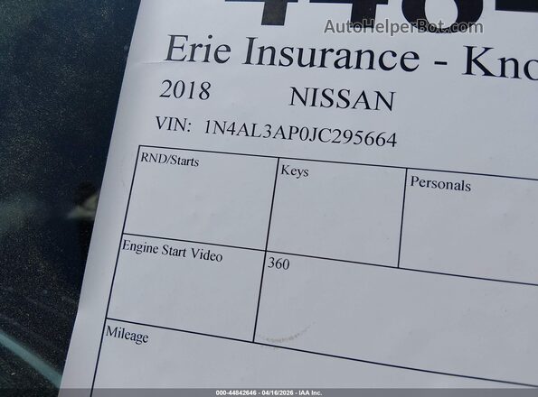 1N4AL3AP0JC295664 2018 NISSAN ALTIMA White Շարժիչի բաժամունքի տեսք