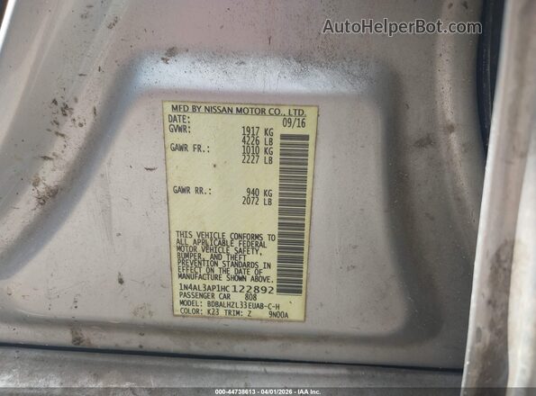 1N4AL3AP1HC122892 2017 NISSAN ALTIMA Silver Engine compartment view