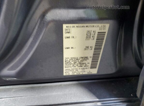 1N4AL3AP2GC118087 2016 NISSAN ALTIMA Gray Շարժիչի բաժամունքի տեսք