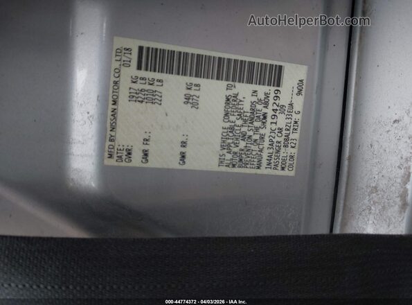 1N4AL3AP2JC194299 2018 NISSAN ALTIMA Silver ძრავის განყოფილების ხედი