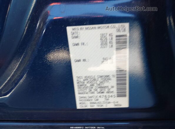 1N4AL3AP2JC476345 2018 NISSAN ALTIMA Синий Вид подкапотного пространства