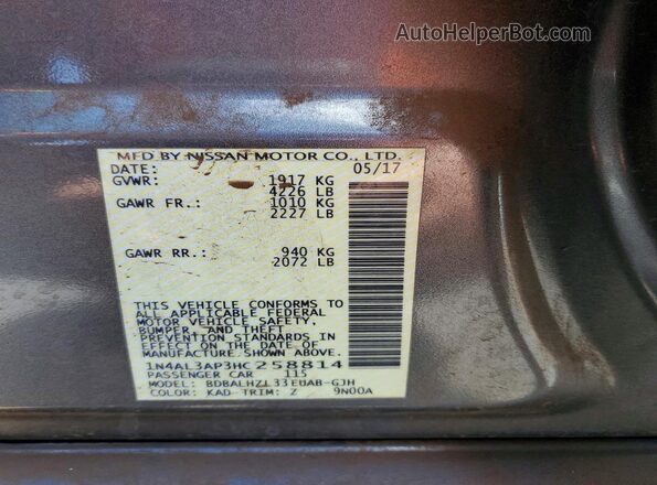 1N4AL3AP3HC258814 2017 NISSAN ALTIMA Charcoal 