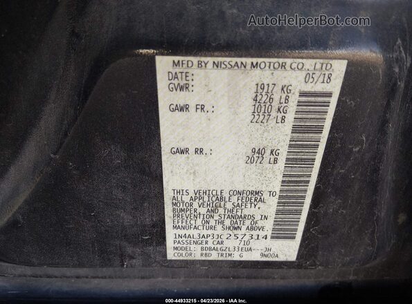 1N4AL3AP3JC257314 2018 NISSAN ALTIMA Black 