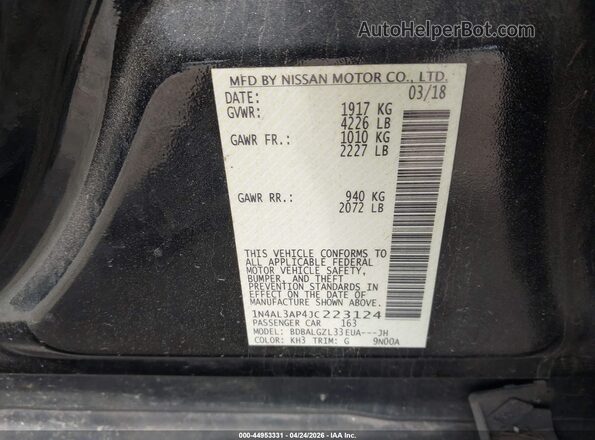 1N4AL3AP4JC223124 2018 NISSAN ALTIMA Black Vista del compartimento del motor