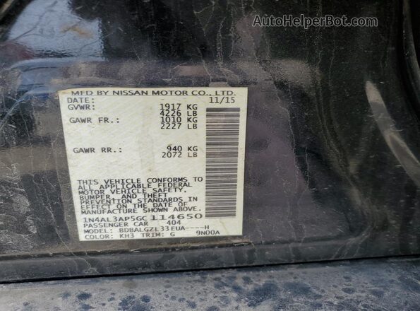 1N4AL3AP5GC114650 2016 NISSAN ALTIMA Black Вид підкапотного простору