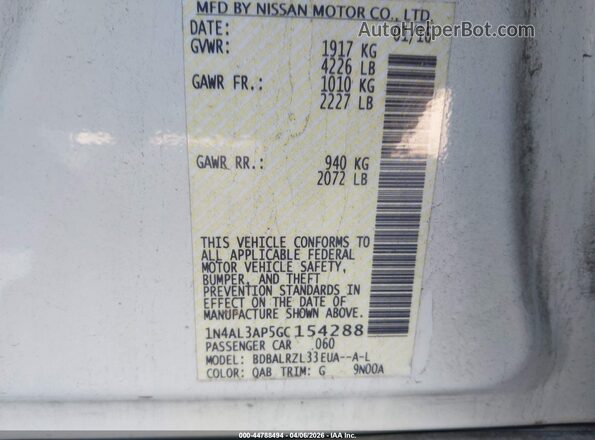 1N4AL3AP5GC154288 2016 NISSAN ALTIMA White Вид підкапотного простору