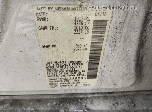 1N4AL3AP5GC218085 2016 NISSAN ALTIMA White Widok komory silnika