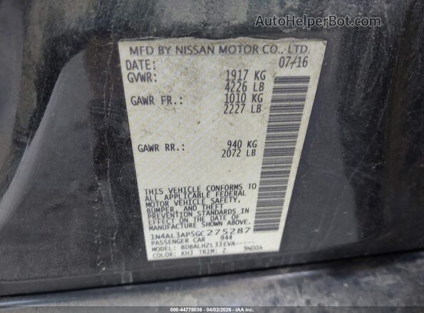 1N4AL3AP5GC275287 2016 NISSAN ALTIMA Black Vista del compartimento del motor