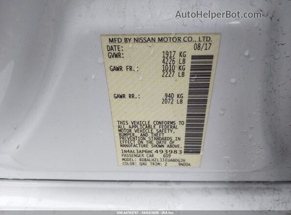 1N4AL3AP6HC493983 2017 NISSAN ALTIMA White ძრავის განყოფილების ხედი