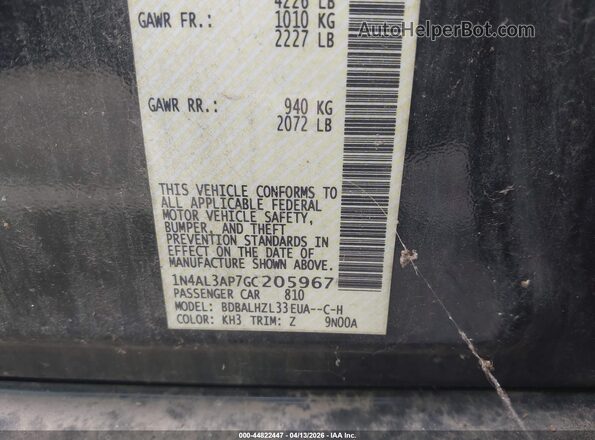 1N4AL3AP7GC205967 2016 NISSAN ALTIMA Black ძრავის განყოფილების ხედი