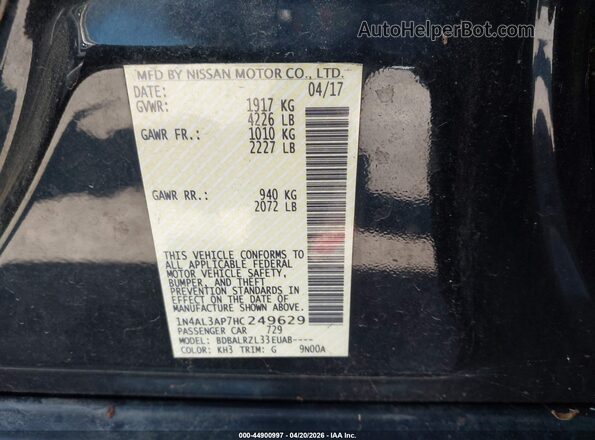 1N4AL3AP7HC249629 2017 NISSAN ALTIMA Black Widok komory silnika