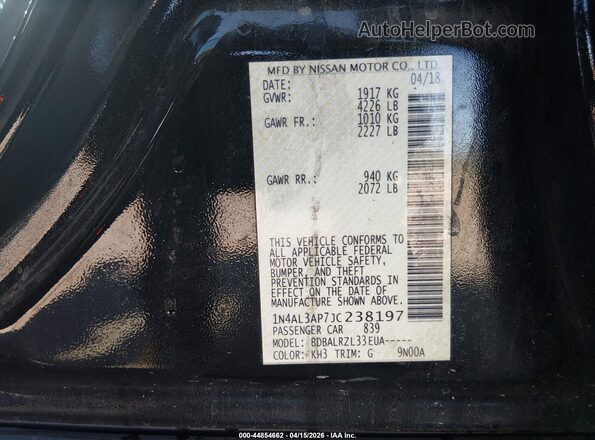1N4AL3AP7JC238197 2018 NISSAN ALTIMA Black Շարժիչի բաժամունքի տեսք