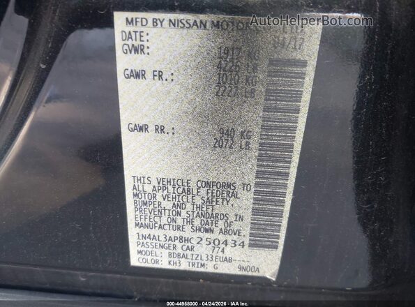 1N4AL3AP8HC250434 2017 NISSAN ALTIMA Black Vista del compartimento del motor