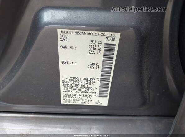 1N4AL3AP8JC190919 2018 NISSAN ALTIMA Серый 