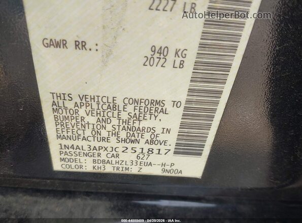 1N4AL3APXJC251817 2018 NISSAN ALTIMA Black Vista del compartimento del motor