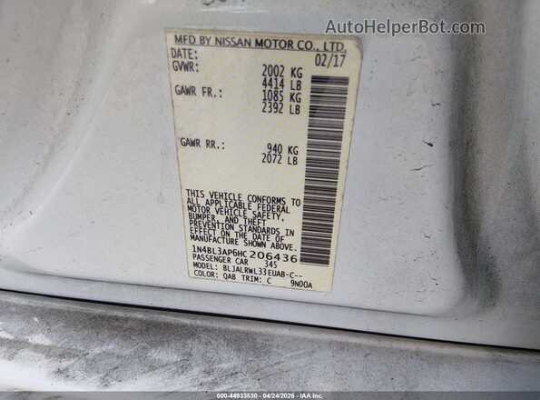 1N4BL3AP6HC206436 2017 NISSAN ALTIMA White Շարժիչի բաժամունքի տեսք