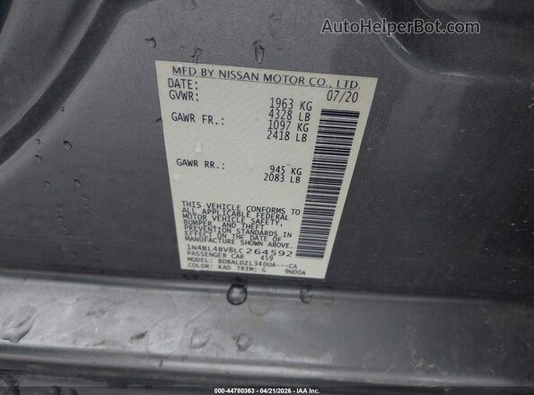 1N4BL4BV8LC264592 2020 NISSAN ALTIMA Gray 