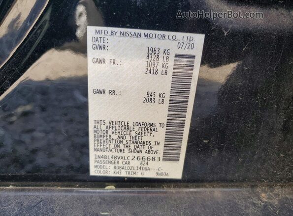 1N4BL4BVXLC266683 2020 NISSAN ALTIMA Black Շարժիչի բաժամունքի տեսք