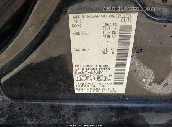 1N4BL4CV1KC181597 2019 NISSAN ALTIMA Черный 