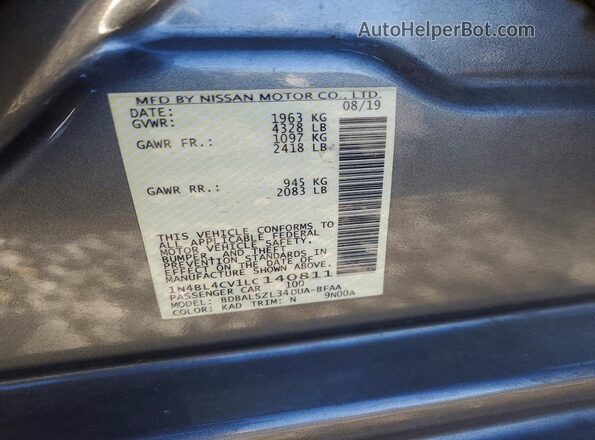 1N4BL4CV1LC140811 2020 NISSAN ALTIMA Gray Engine compartment view