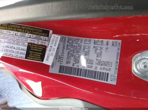 1N6ED1CM9SN623151 2025 NISSAN FRONTIER Красный Вид подкапотного пространства