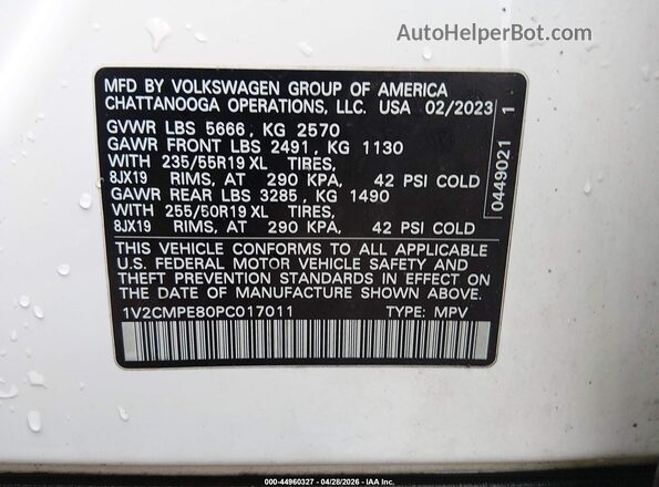 1V2CMPE80PC017011 2023 VOLKSWAGEN ID.4 Белый Вид подкапотного пространства