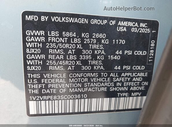 1V2VRPE83SC003610 2025 VOLKSWAGEN ID.4 Light Blue 
