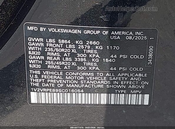 1V2VRPE89SC016054 2025 VOLKSWAGEN ID.4 Black Widok komory silnika