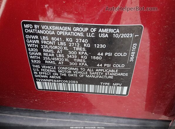 1V2WNPE84PC052063 2023 VOLKSWAGEN ID.4 Red Engine compartment view