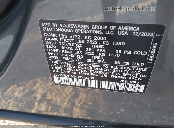 1V2WR2CA2RC543439 2024 VOLKSWAGEN ATLAS Серый Вид подкапотного пространства