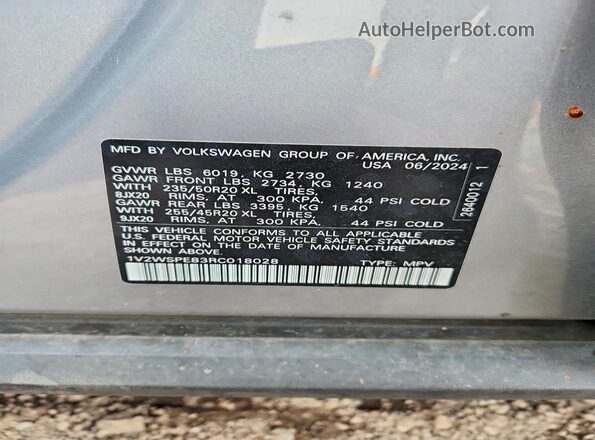 1V2WSPE83RC018028 2024 VOLKSWAGEN ID.4 Gray Вид підкапотного простору