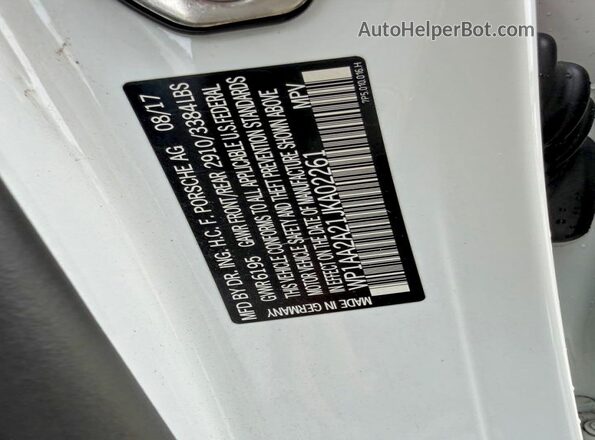 WP1AA2A21JKA02261 2018 PORSCHE CAYENNE White Սալոնի հետևի տեսք