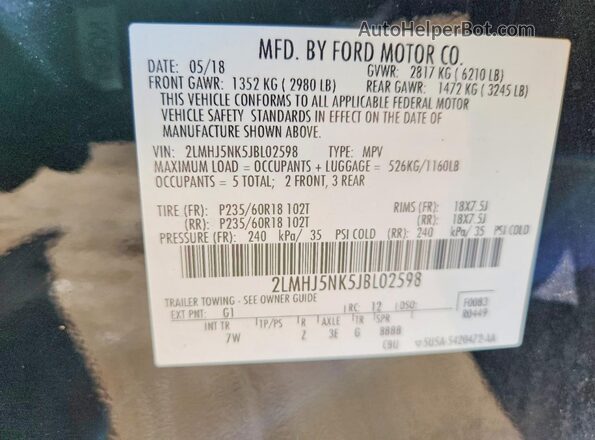 2LMHJ5NK5JBL02598 2018 LINCOLN MKT Black 