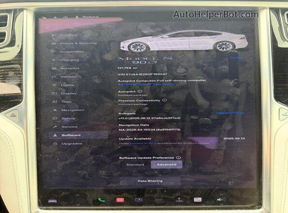 5YJSA1E25HF199047 2017 TESLA MODEL S White ხელსაწყოთა პანელის ხედი