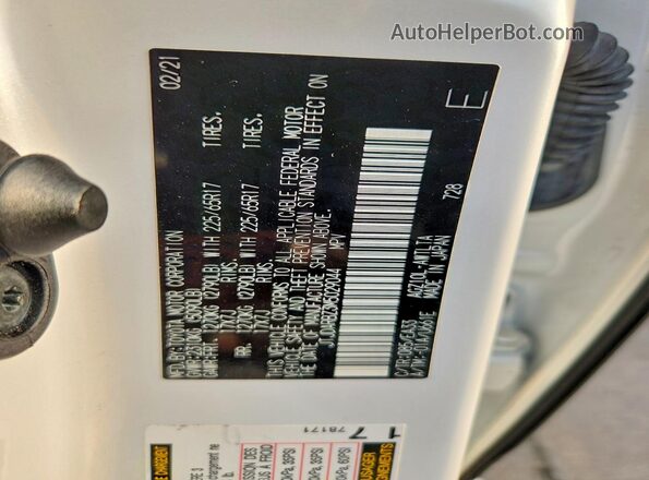 JTJDARBZ3M5029044 2021 LEXUS NX White Widok wnętrza 360 stopni