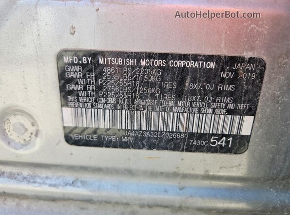 JA4AZ3A32LZ026680 2020 MITSUBISHI OUTLANDER Purple 