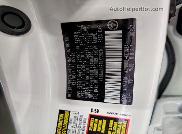 4T1DAACK8TU272970 2026 TOYOTA LE White 