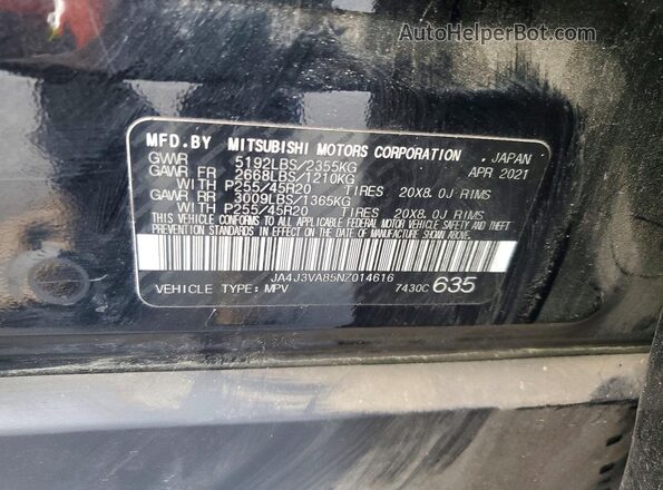 JA4J3VA85NZ014616 2022 MITSUBISHI OUTLANDER Black 