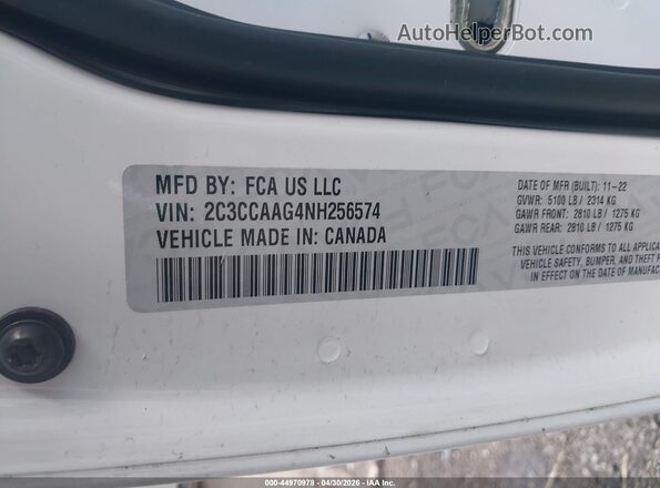 2C3CCAAG4NH256574 2022 CHRYSLER 300 White Շարժիչի բաժամունքի տեսք