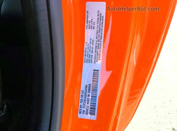 2C3CDBCK0SR542965 2025 DODGE CHARGER Orange VIN կոդի պիտակի տեսք