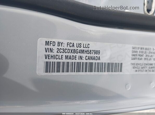 2C3CDXBG4MH587989 2021 DODGE CHARGER Gray ძრავის განყოფილების ხედი