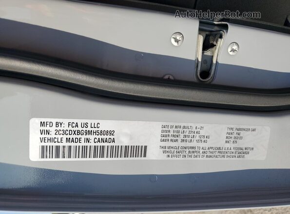 2C3CDXBG9MH580892 2021 DODGE CHARGER Gray Widok komory silnika