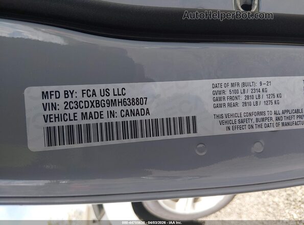 2C3CDXBG9MH638807 2021 DODGE CHARGER Gray Շարժիչի բաժամունքի տեսք