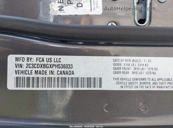 2C3CDXBGXPH536033 2023 DODGE CHARGER Черный Вид подкапотного пространства
