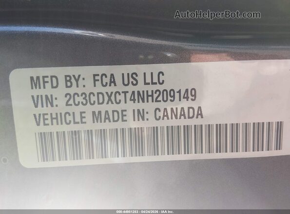 2C3CDXCT4NH209149 2022 DODGE CHARGER Gray 