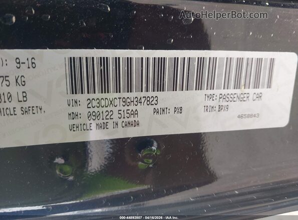2C3CDXCT9GH347823 2016 DODGE CHARGER Black 
