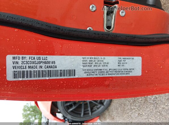 2C3CDXGJ0PH608149 2023 DODGE CHARGER Orange Vista del compartimento del motor